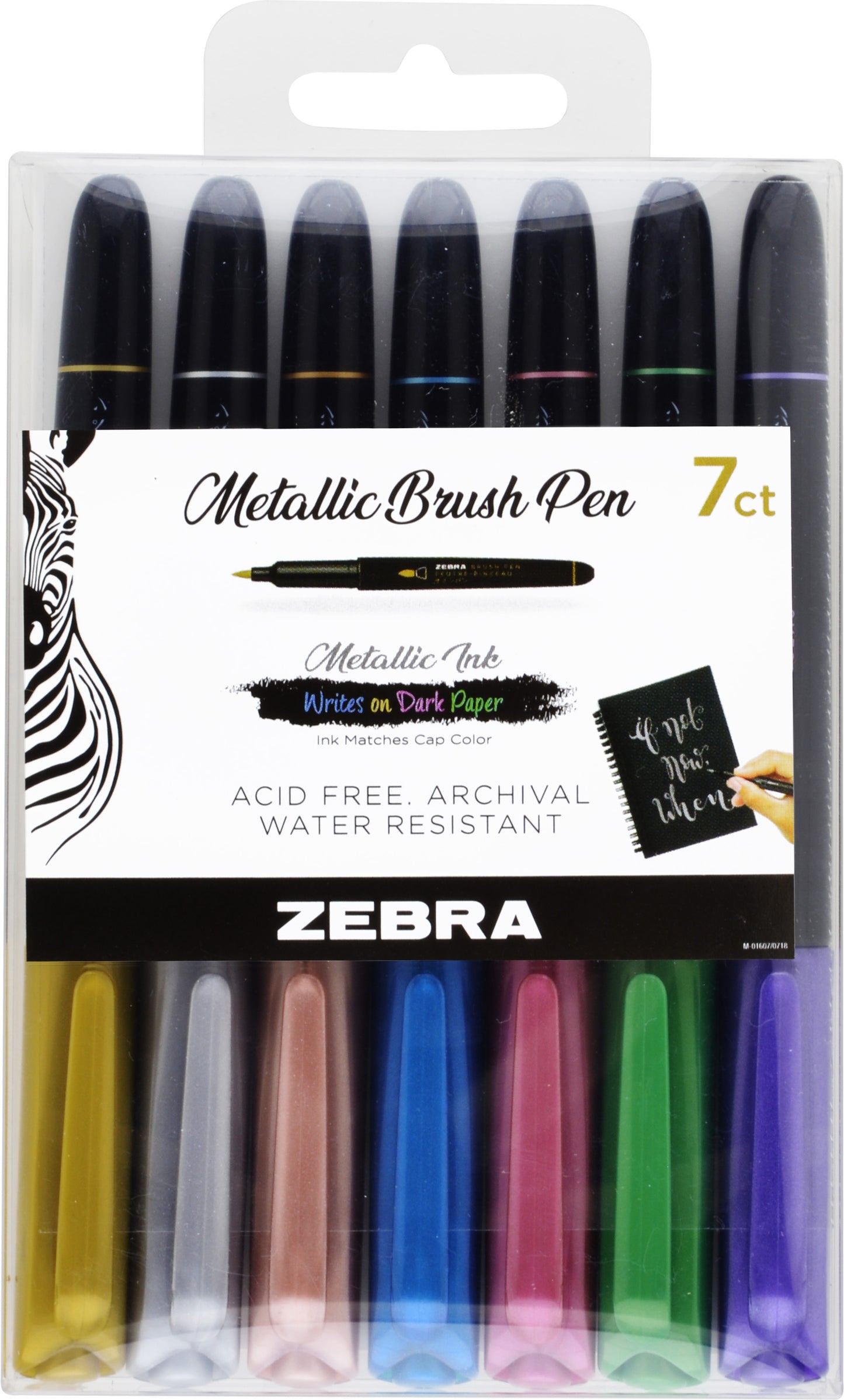 Zebra Metallic Brush Pen Set 7/Pkg