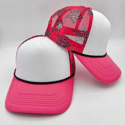 Pink Leopard Stars Foam Trucker Hat