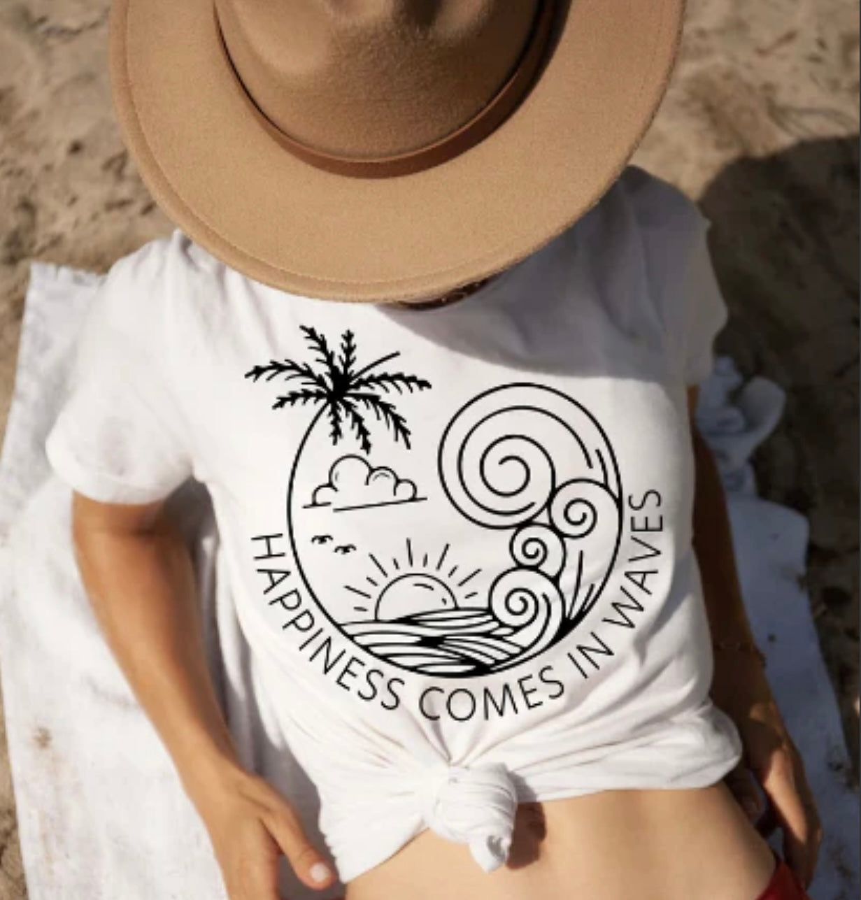 Happiness Comes in Waves Summer tee (S-3x)