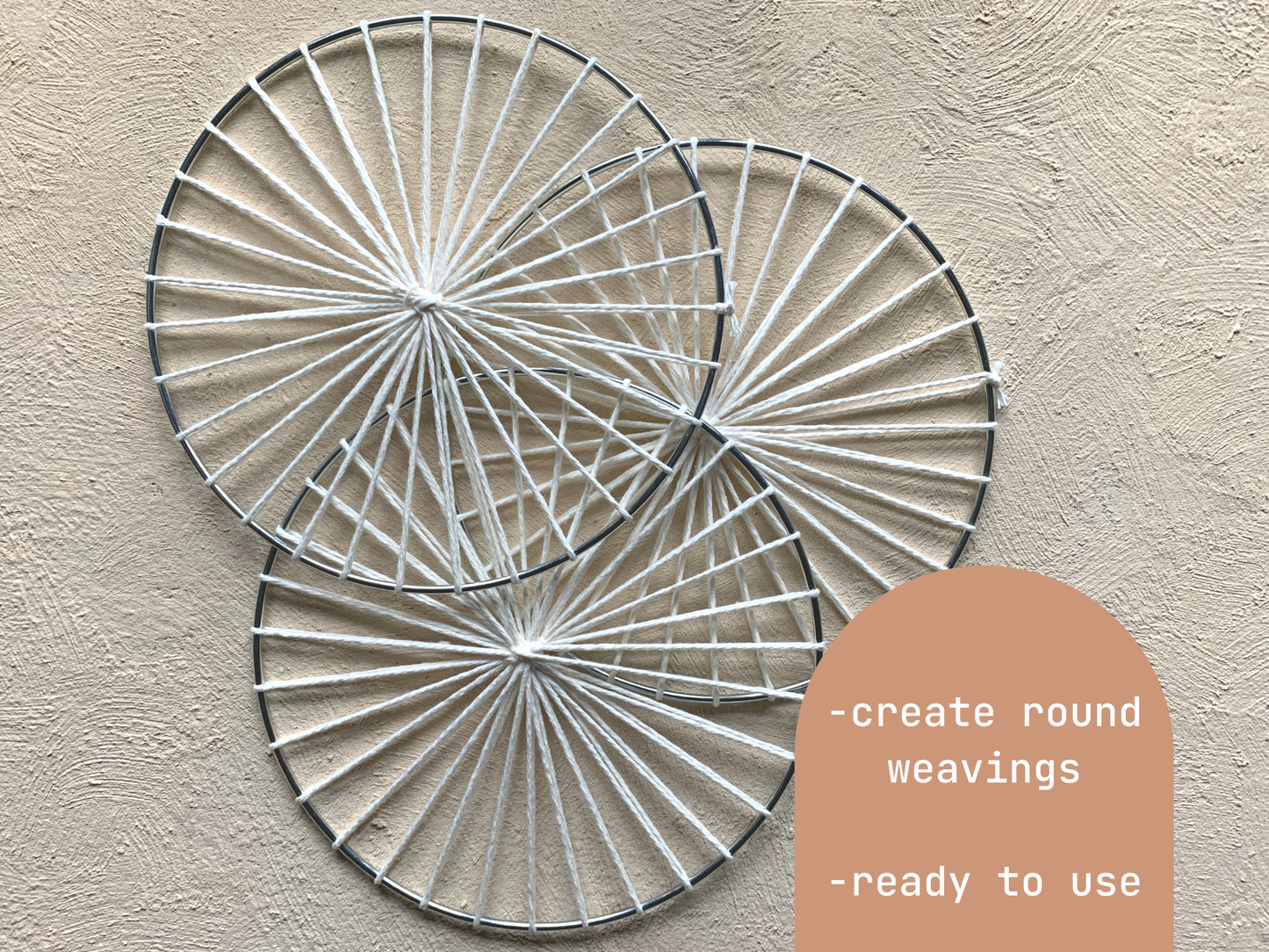 Set of 3: Warped 7" Metal Hoops for Weaving