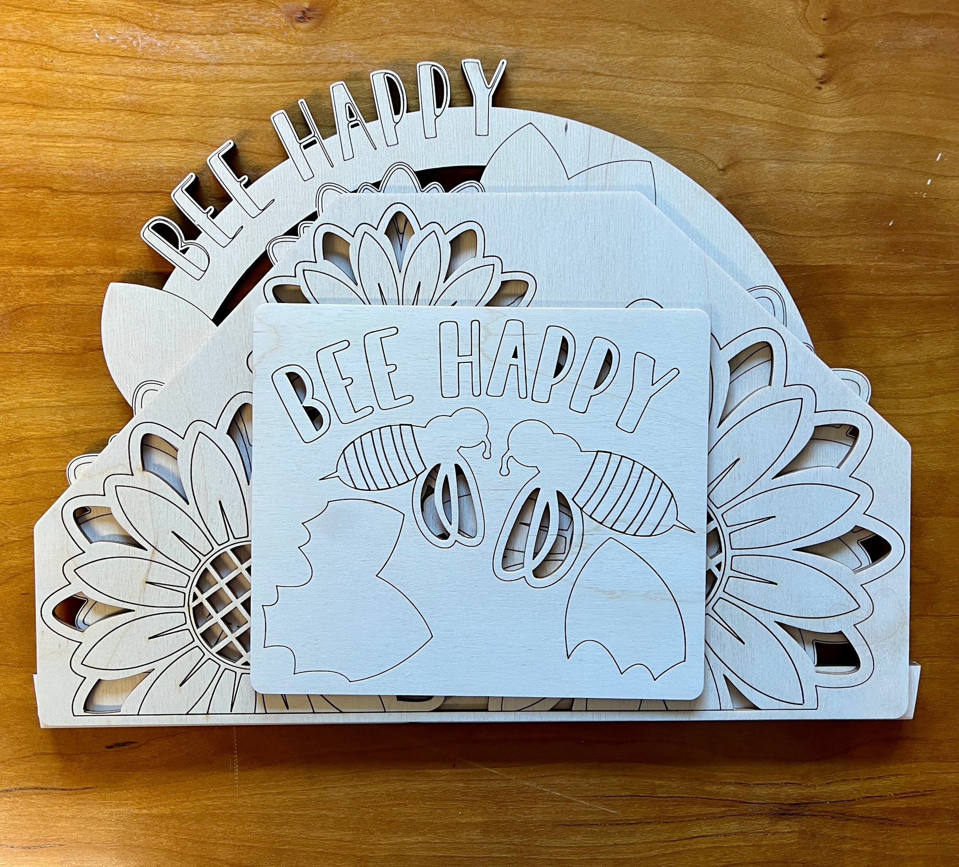 Bee Happy Interchangeable Insert - 15 and 18 inch sizes - Baltic Birch Plywood - Read to paint