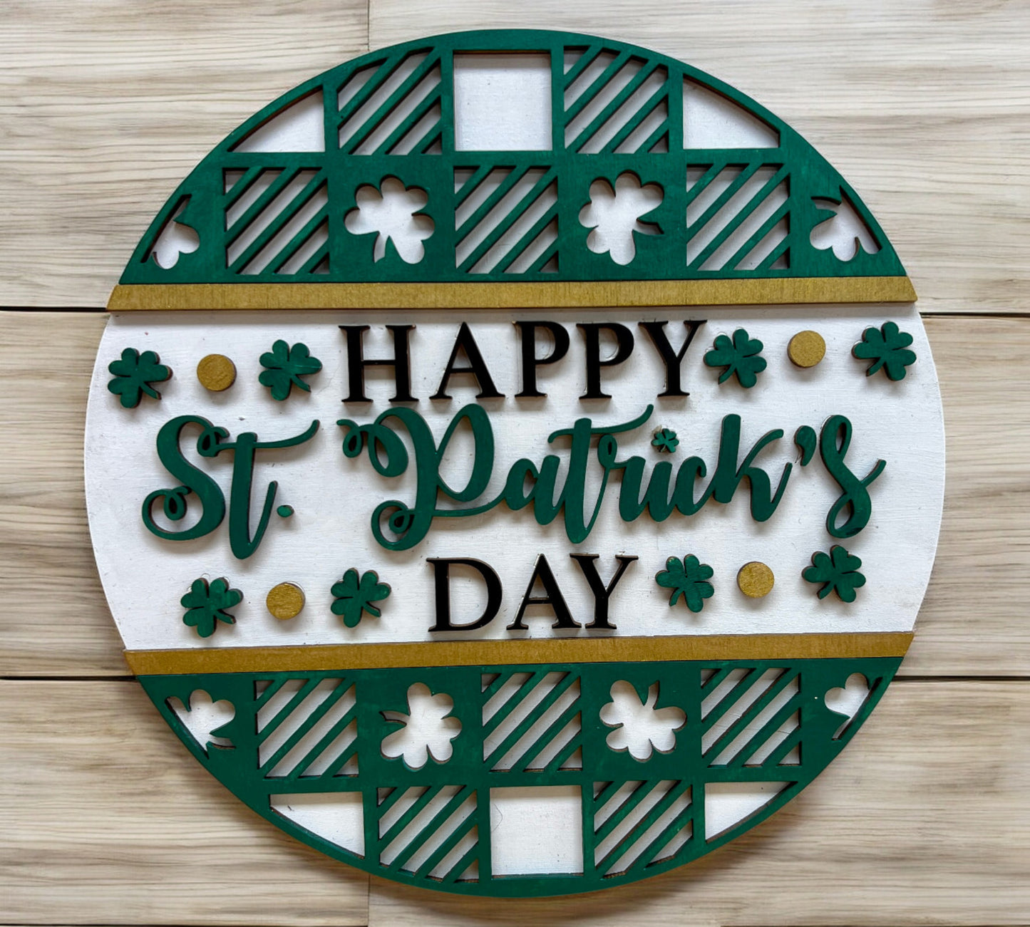 Happy St. Patrick's Day Door hanger sign painted. 