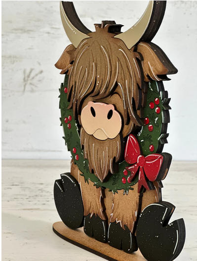 Highland Cow Christmas wreath Paint Kit