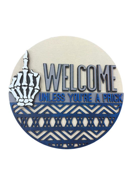 Welcome - Skeleton Hand Round Sign