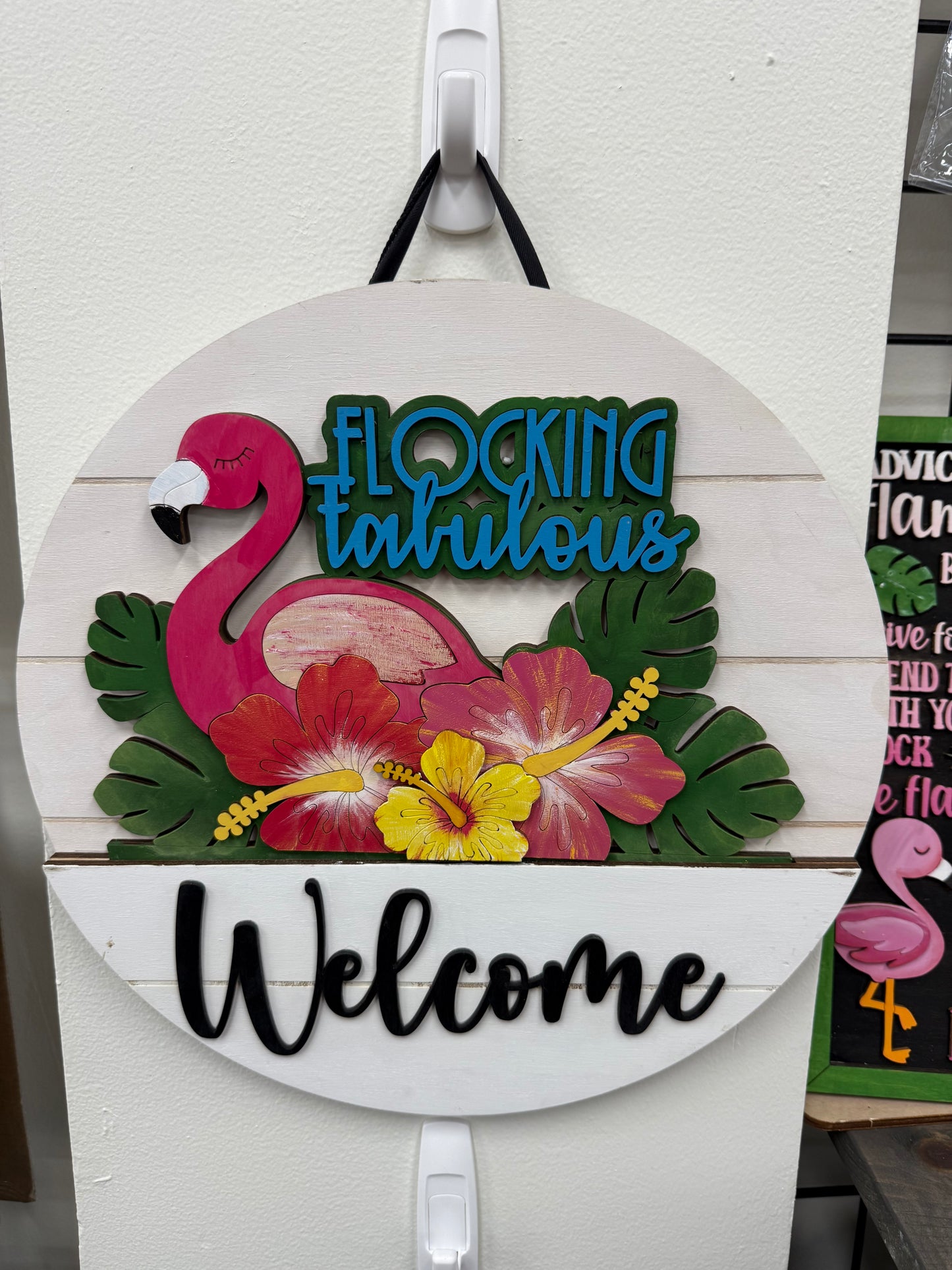 Flocking Fabulous Flamingo Seasonal Insert for Interchangeable rounds or Crate