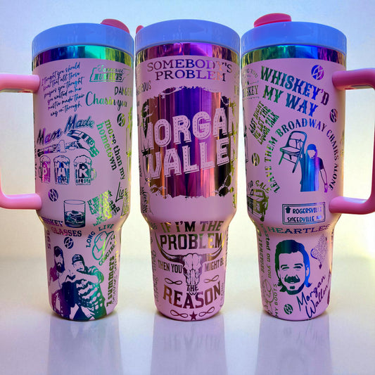 40oz Morgan Wallen Country Singer Themed Laser Engraved Tumbler