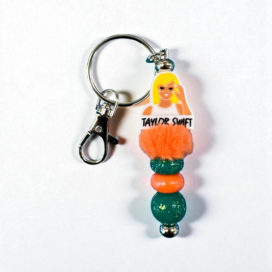 Taylor Swift Keychain - T Swift (Orange/Teal)
