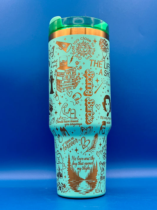 40oz Taylor Swiftie - Life of a Show Girl themed laser engraved Tumbler