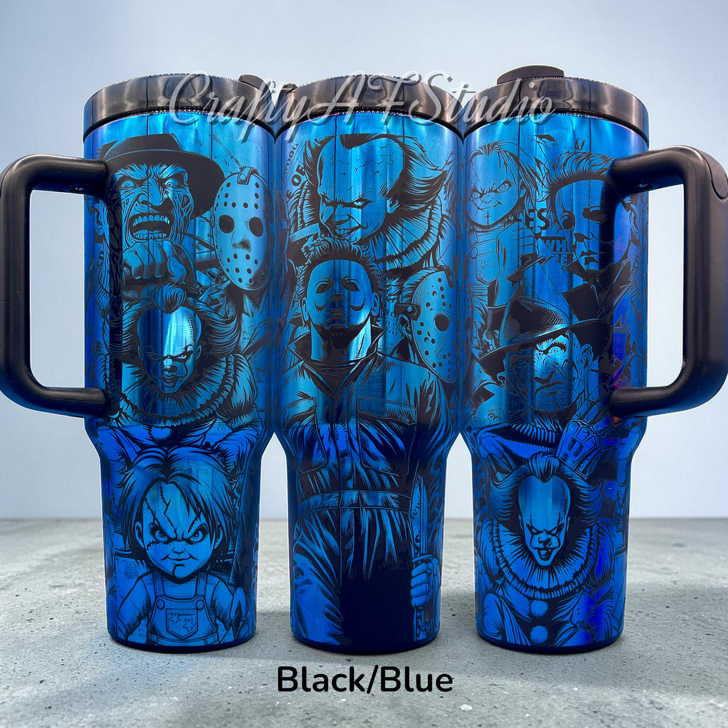 40oz Horror Movie Slasher Un-Alivers full wrap Collage laser engraved Tumbler