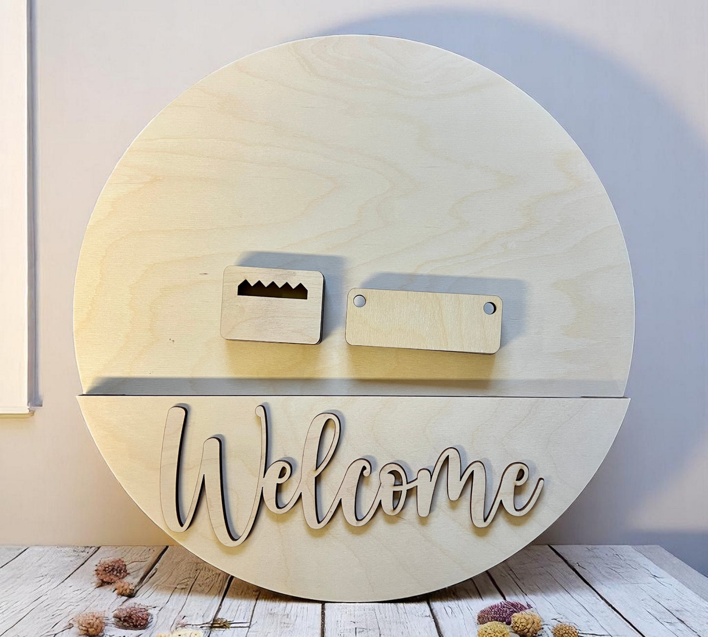 Interchangeable base - Raw Baltic Birch Plywood - 15 and 18 inch sizes with two styles of hangars for back