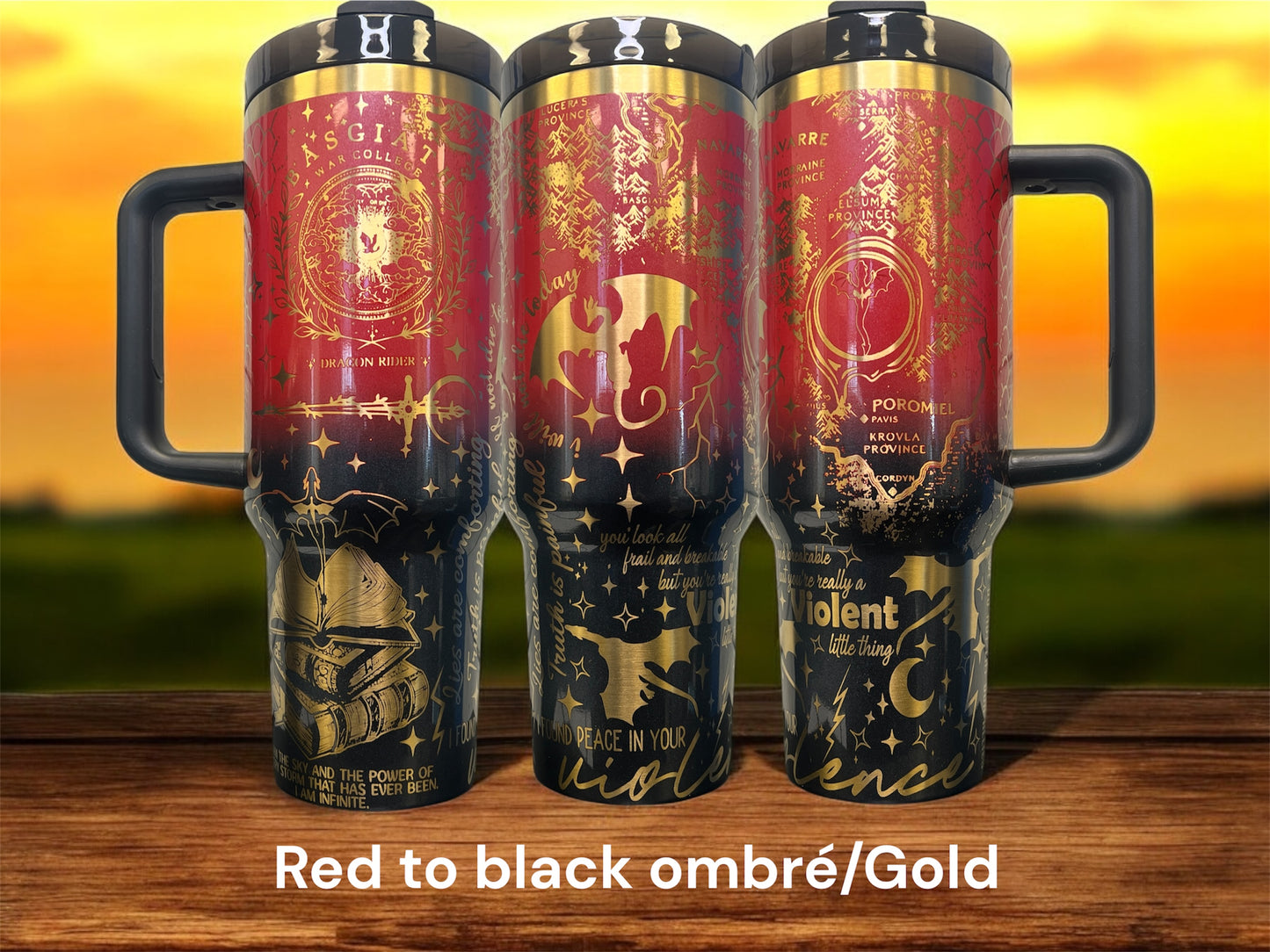 Fourth Wing Fantasy engraved rainbow 40oz tumbler V2 - Basgiath College - Dragon Rider