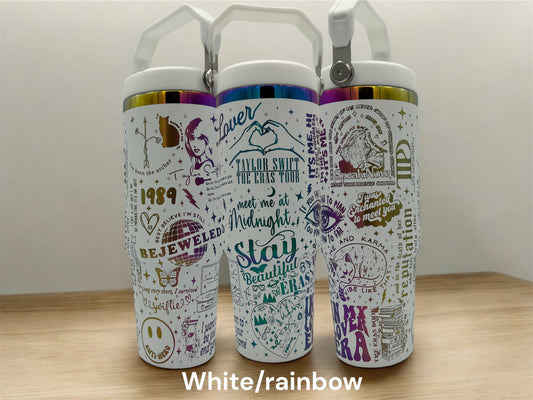 30oz Taylor Swiftie Eras themed laser engraved tumbler