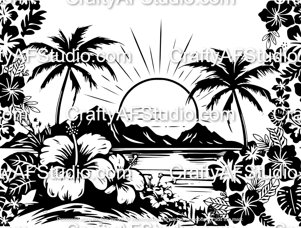 Tropical Beach and Flowers Full Wrap - 40oz - Digtal File