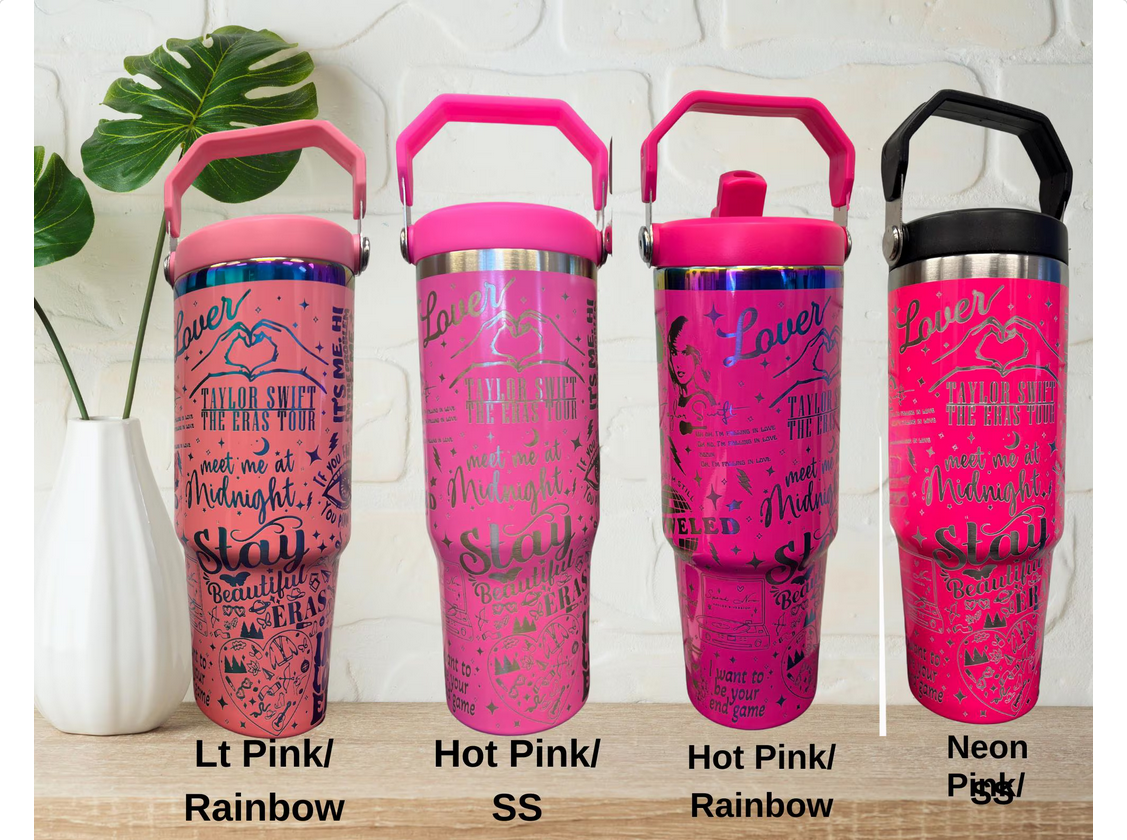 30oz Taylor Swiftie Eras themed laser engraved tumbler