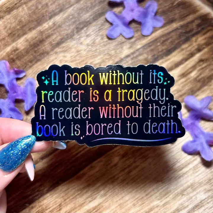 A book without it's reader - Holographic Sticker