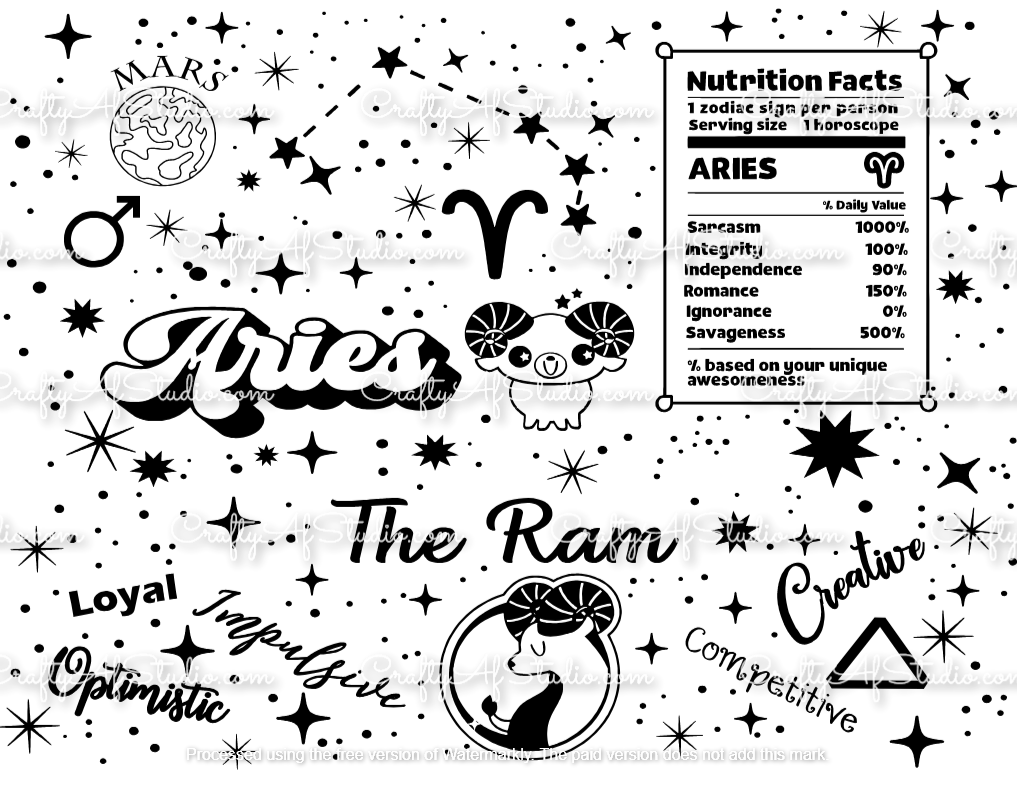 Aries Zodiac Astrological signs series SVG for 40oz tumbler - Digital File Svg - The Ram