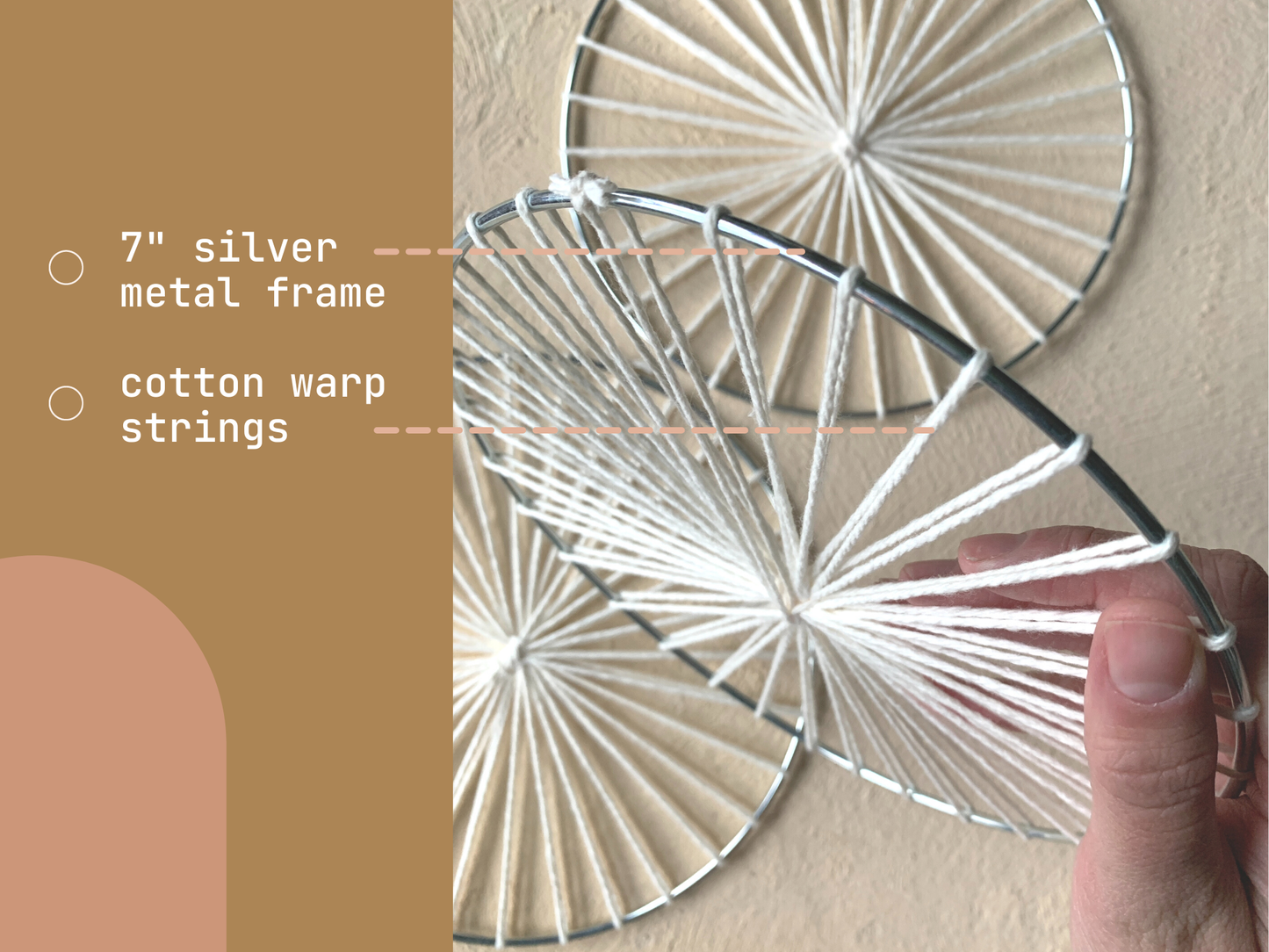 Set of 3: Warped 7" Metal Hoops for Weaving