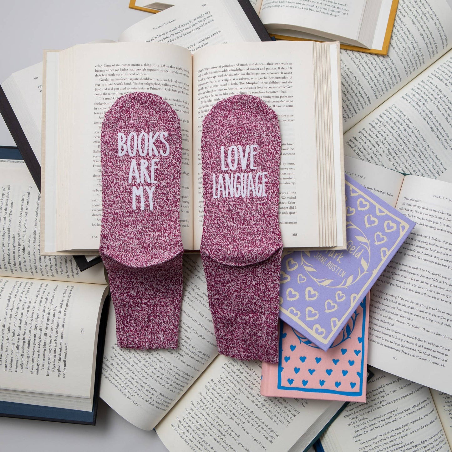 "Books Are My Love Language"  Women's Reading Socks