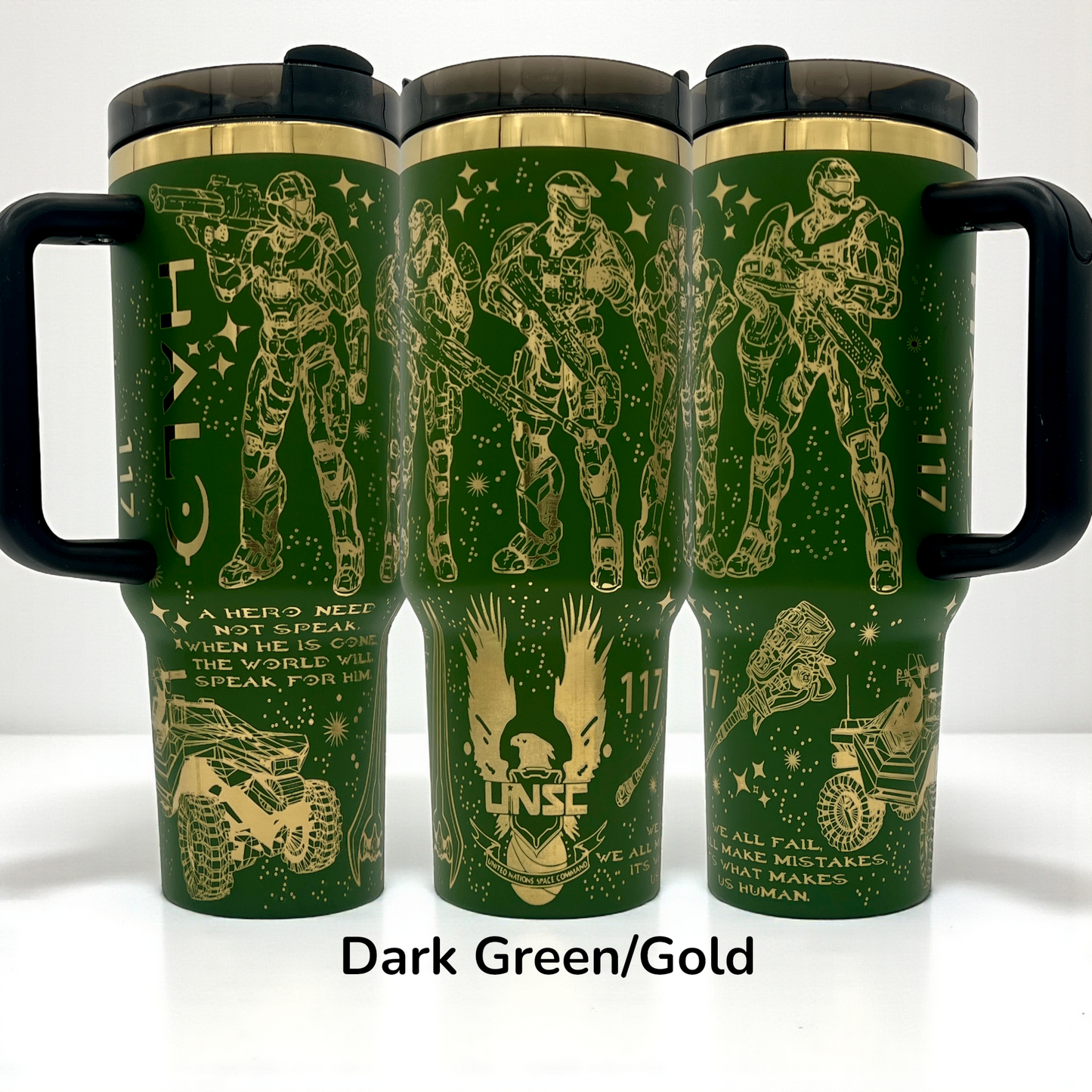 40oz Halo inspired Military Master Chief Gamer laser Engraved Tumbler