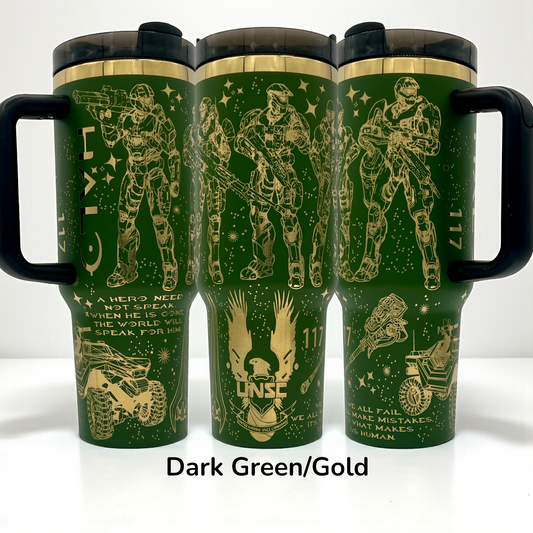 40oz Halo inspired Military Master Chief Gamer laser Engraved Tumbler