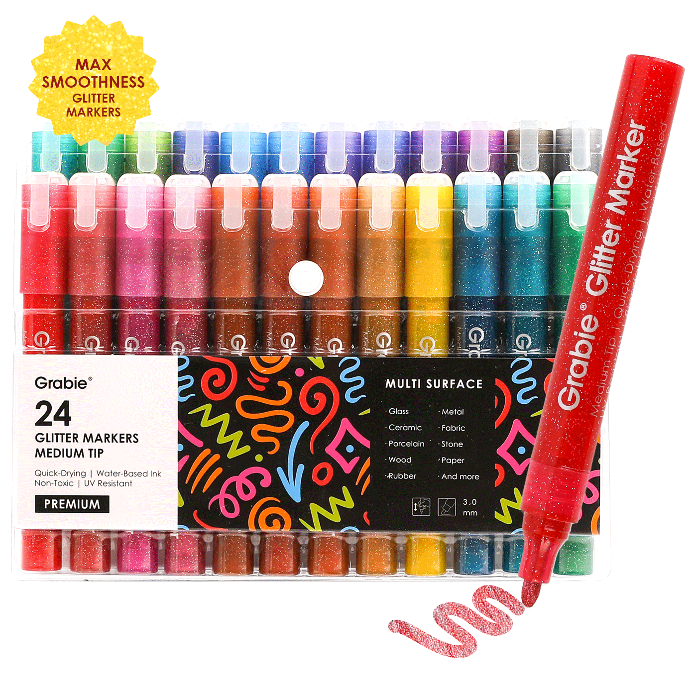 Medium Tip Iridescent Glitter Acrylic Paint Marker Set Of 24