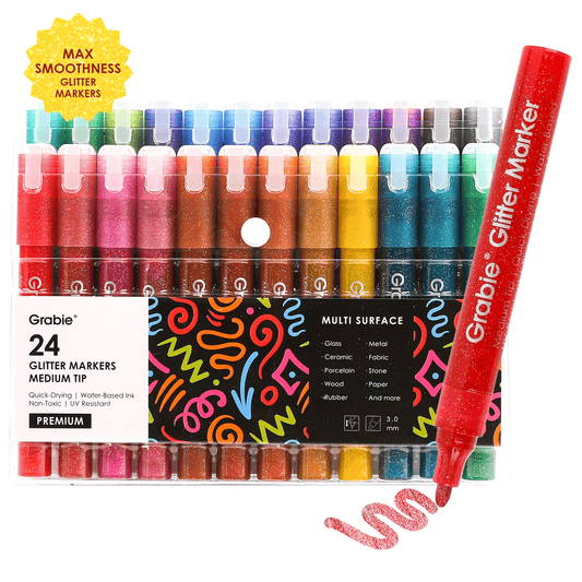 Medium Tip Iridescent Glitter Acrylic Paint Marker Set Of 24