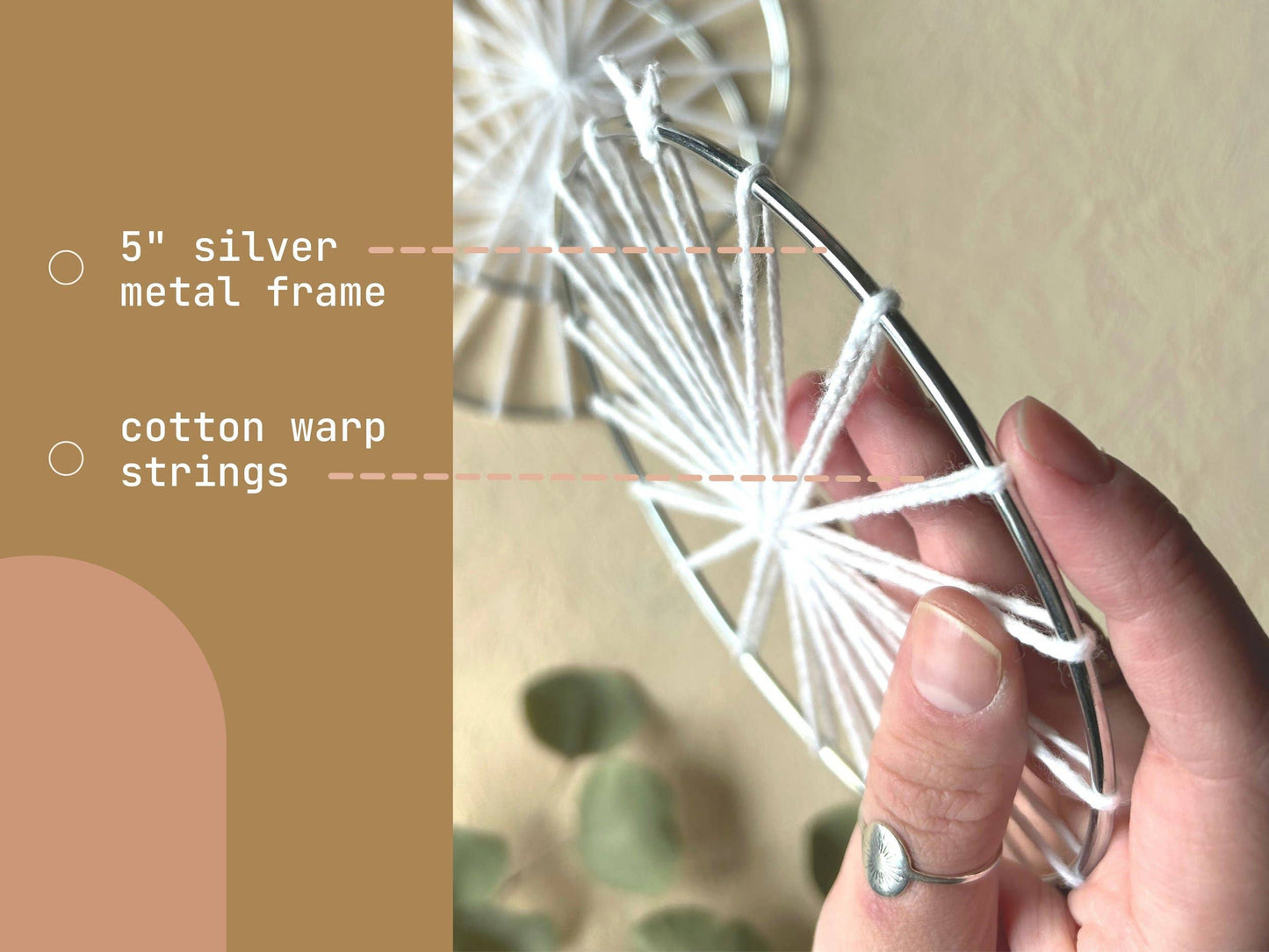 Set of 3: Warped 5" Metal Hoops for Weaving