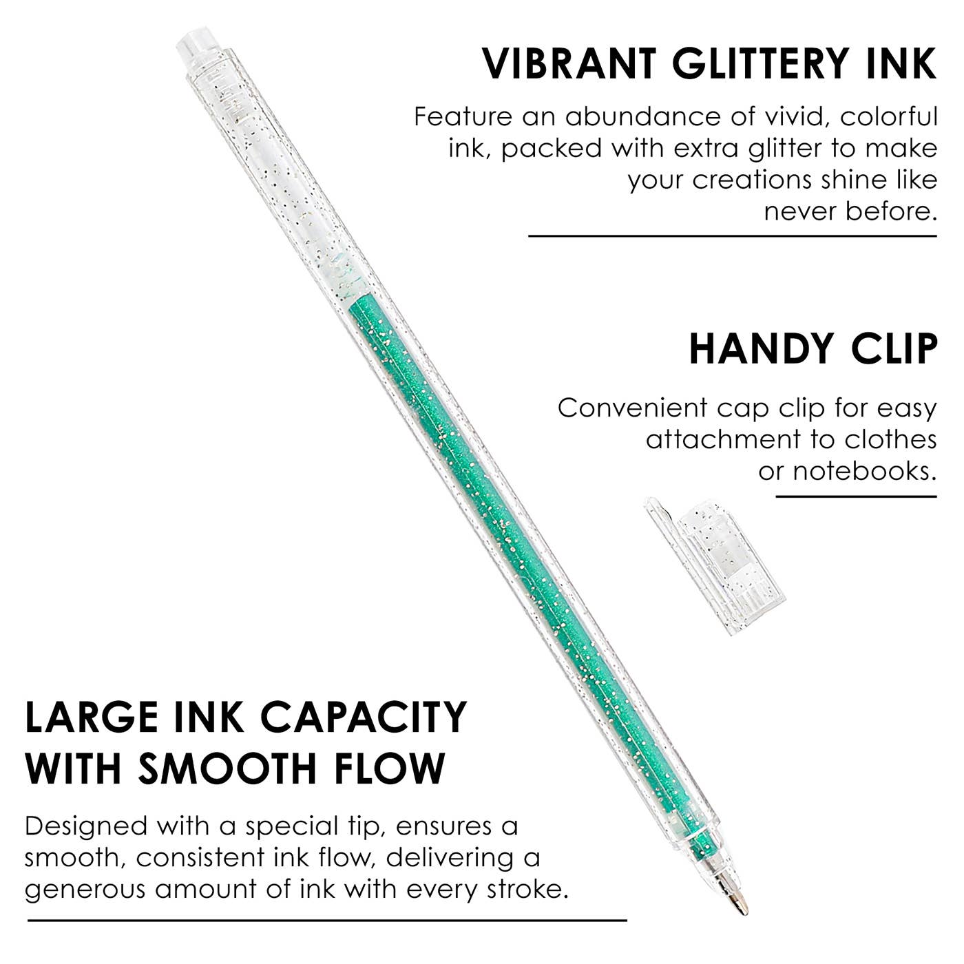 Capped Iridescent Glitter Gel Ink Pen Set Of 18