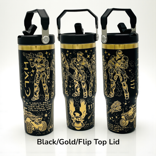 30oz Halo inspired Military Master Chief Gamer laser Engraved Tumbler
