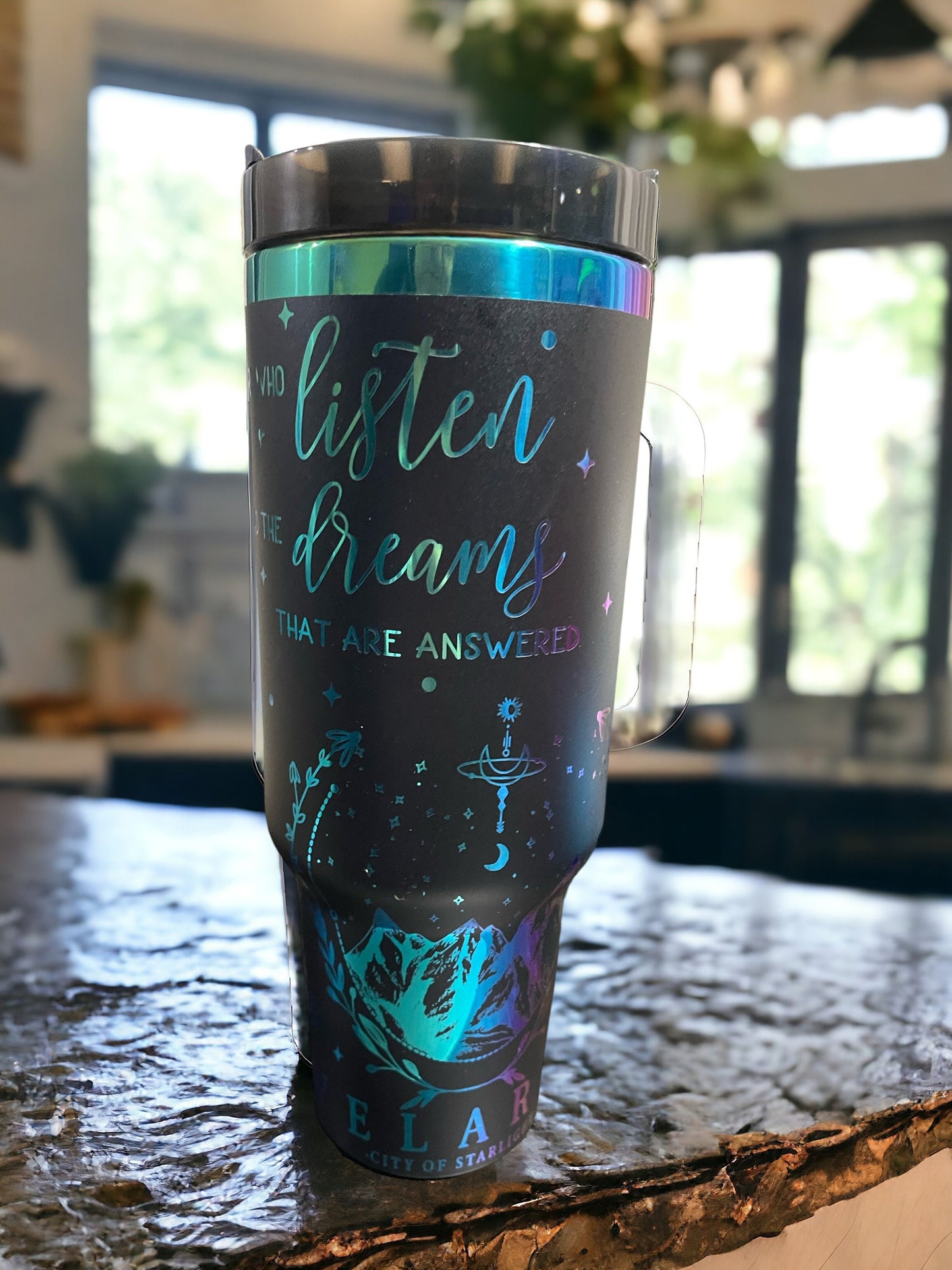 Velaris ACOTAR engraved rainbow 40oz tumbler Maas