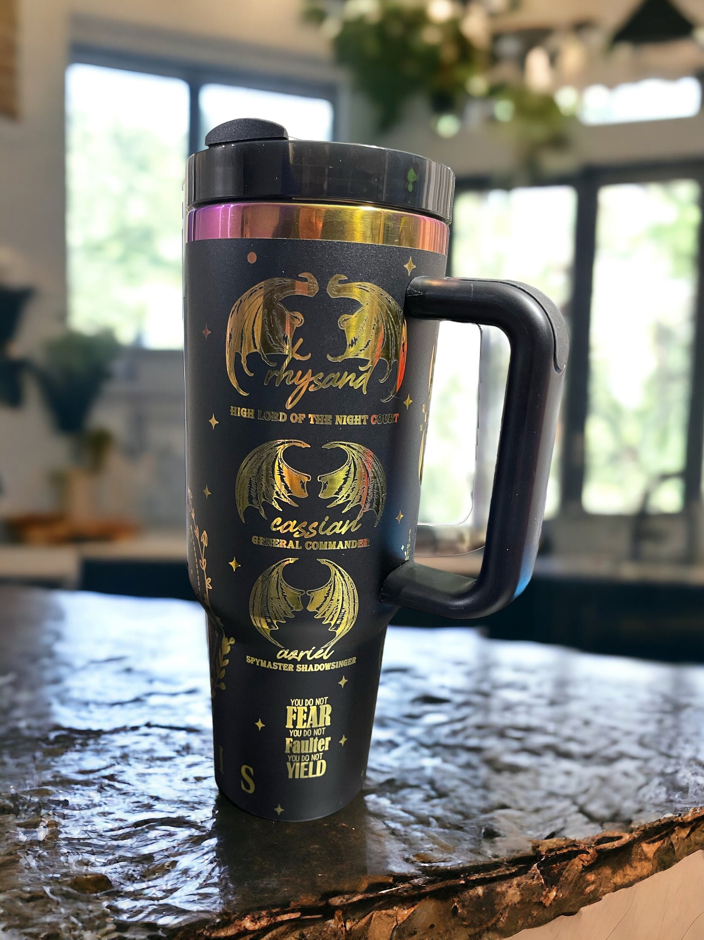 Velaris ACOTAR engraved rainbow 40oz tumbler Maas