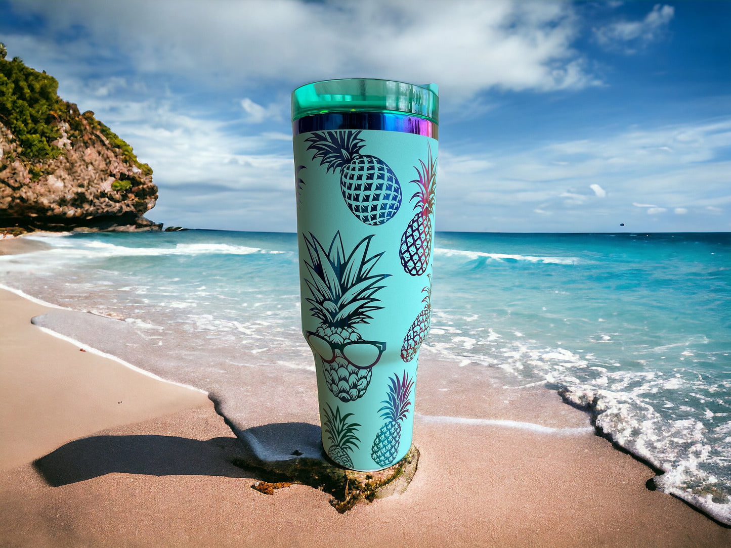 Pineapples  Rainbow laser Engraved Tumber 40oz