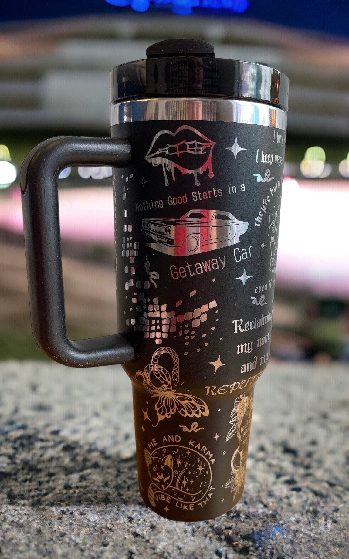 Taylor Reputation  laser Engraved Tumbler 40oz handle drinkware