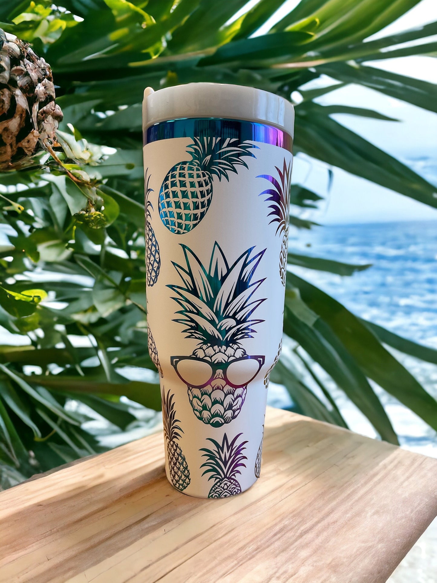 Pineapples  Rainbow laser Engraved Tumber 40oz