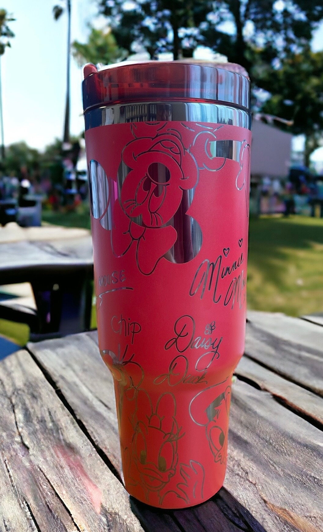 Magic Autographs classic characters Red and Black laser Engraved Tumbler 40oz handle