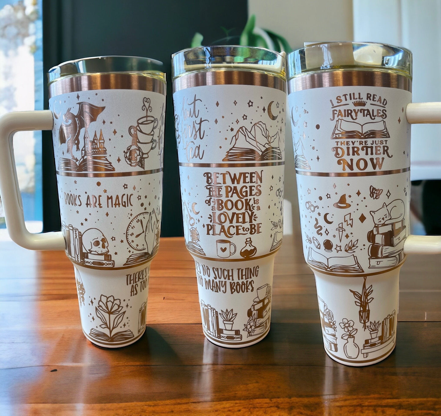 Books are Magic - laser engraved rainbow 40oz tumbler