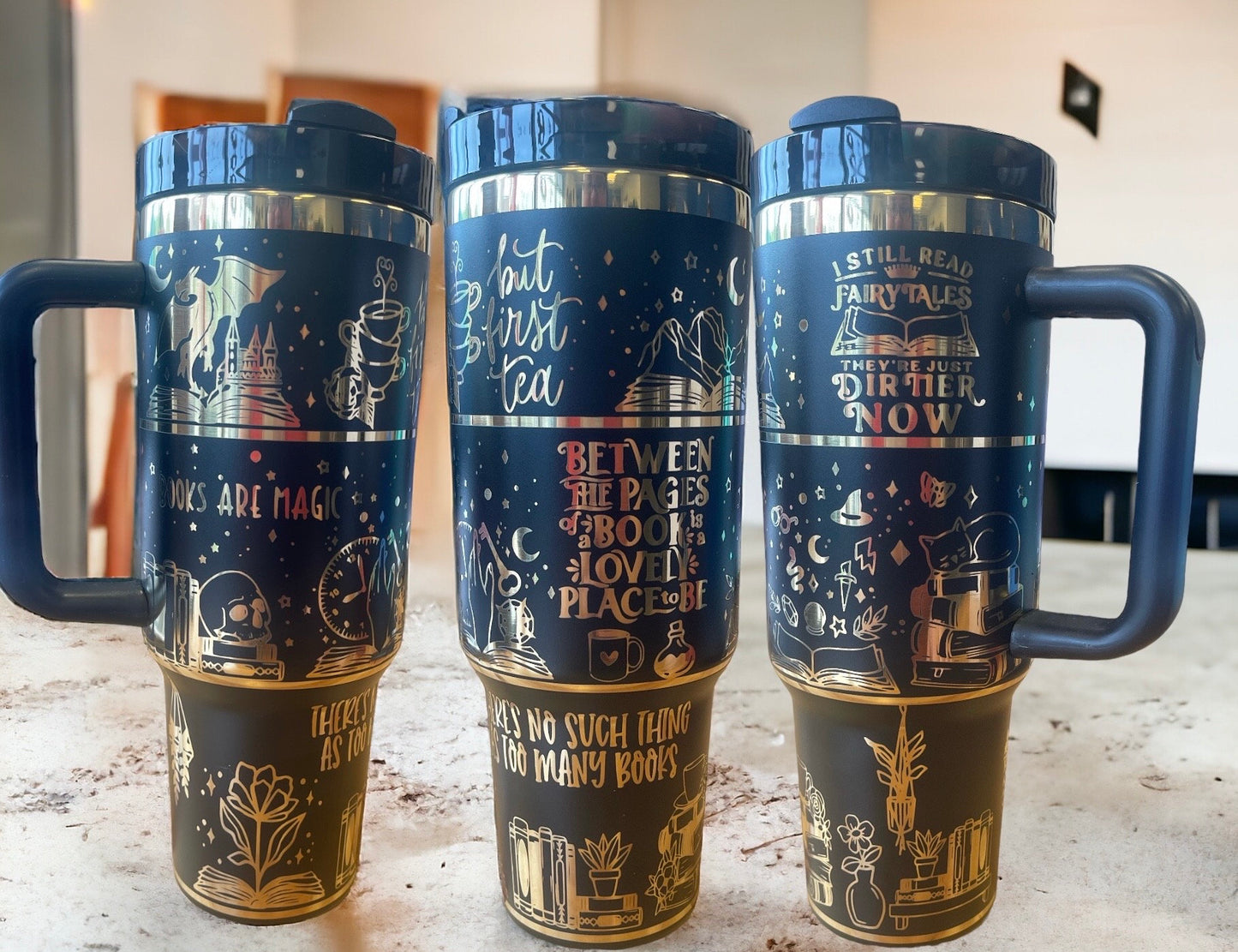 Books are Magic - laser engraved rainbow 40oz tumbler