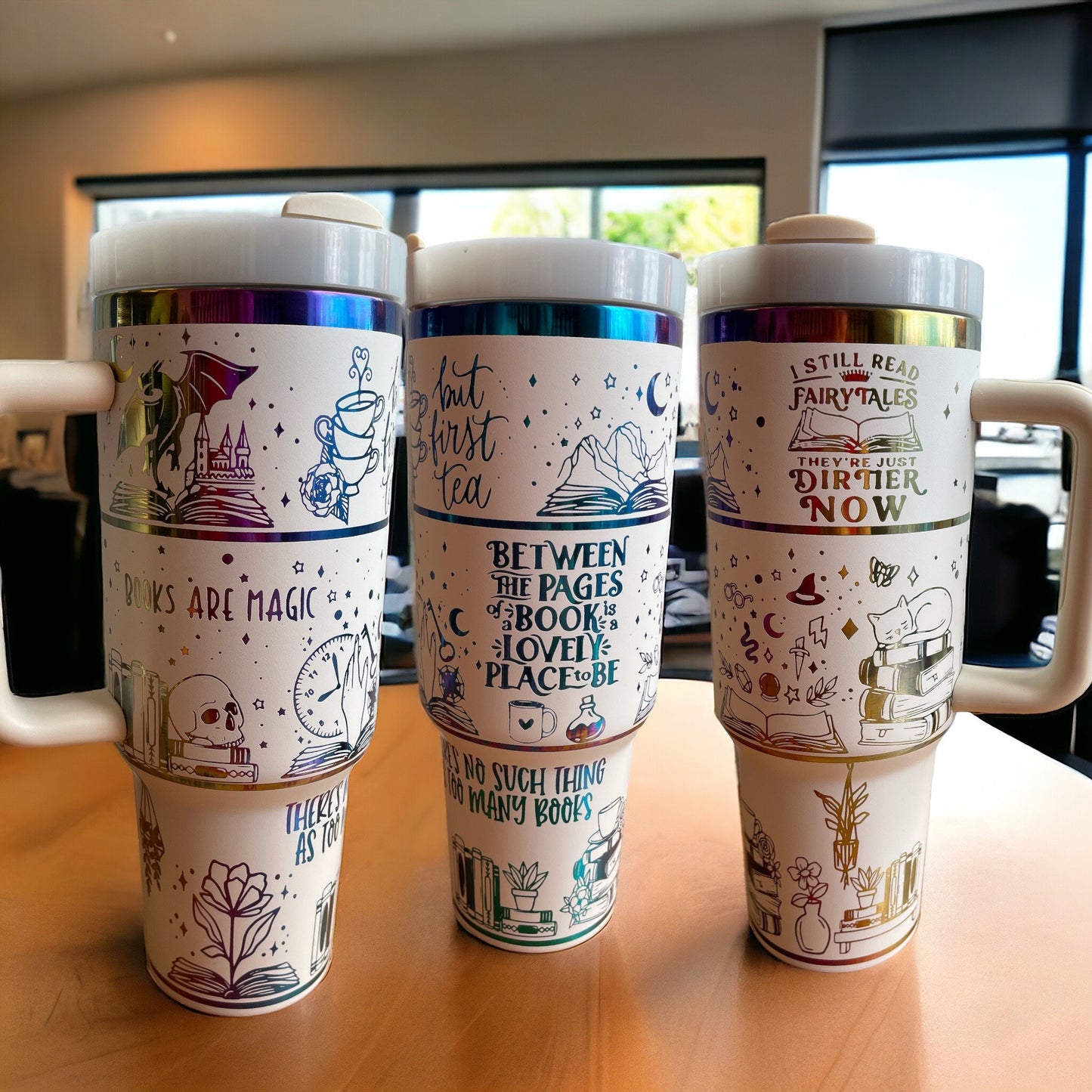 Books are Magic - laser engraved rainbow 40oz tumbler