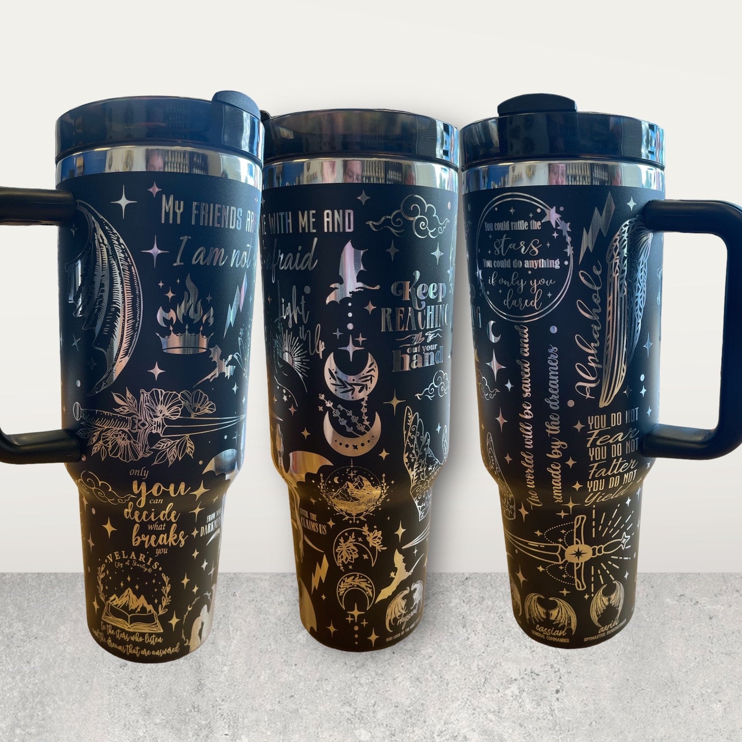 Curse Free SJMverse  MaasVerse Fae World ACOTAR - laser engraved rainbow 40oz tumbler