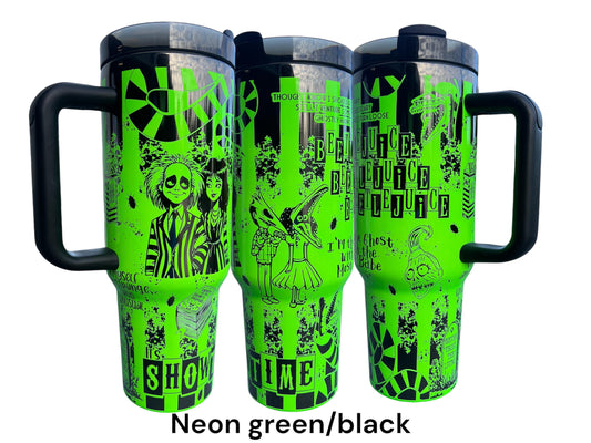 Beetlejuice Showtime full wrap - laser engraved rainbow 40oz tumbler