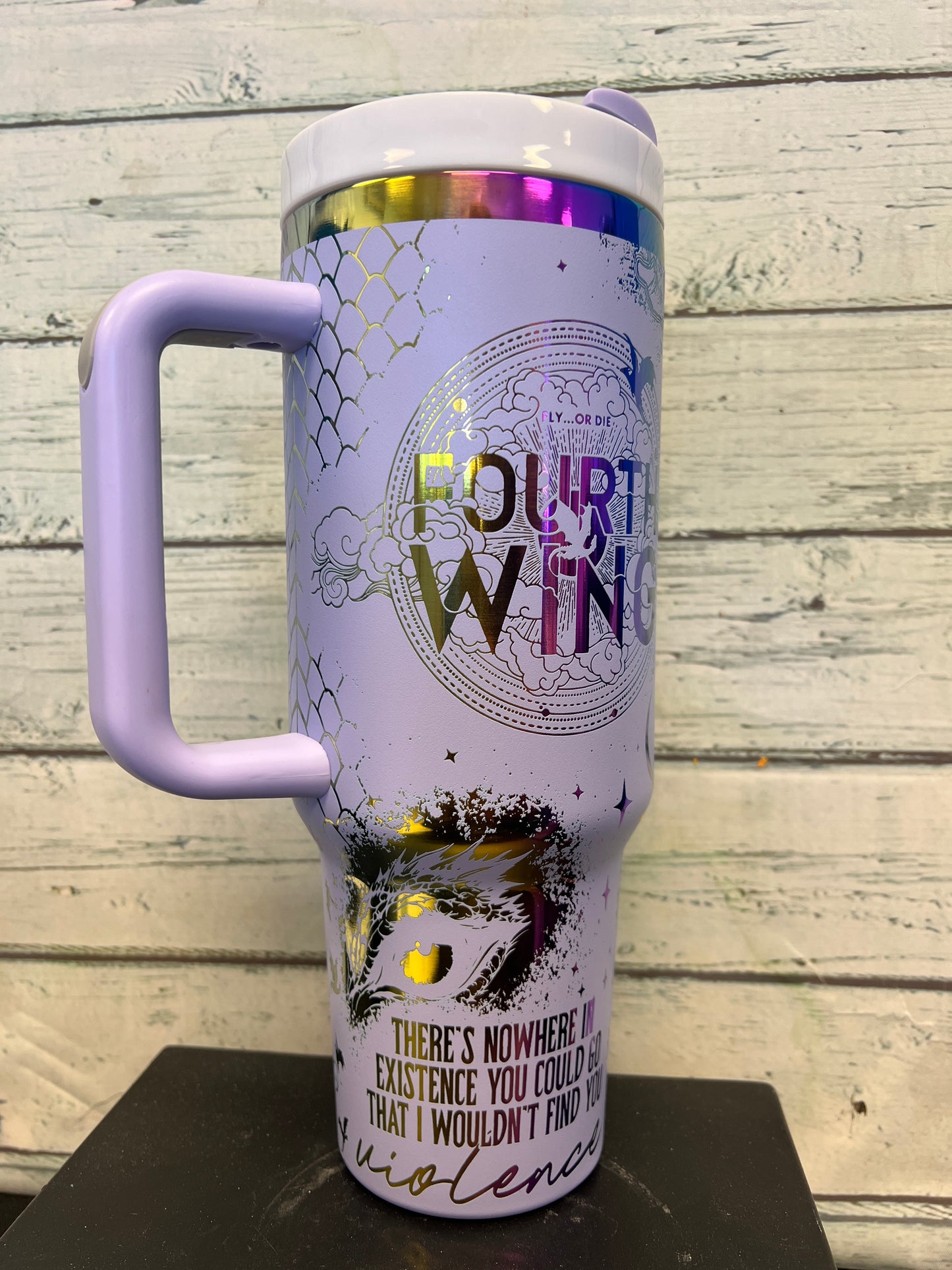 Fourth Wing Fantasy engraved rainbow 40oz tumbler Book reader