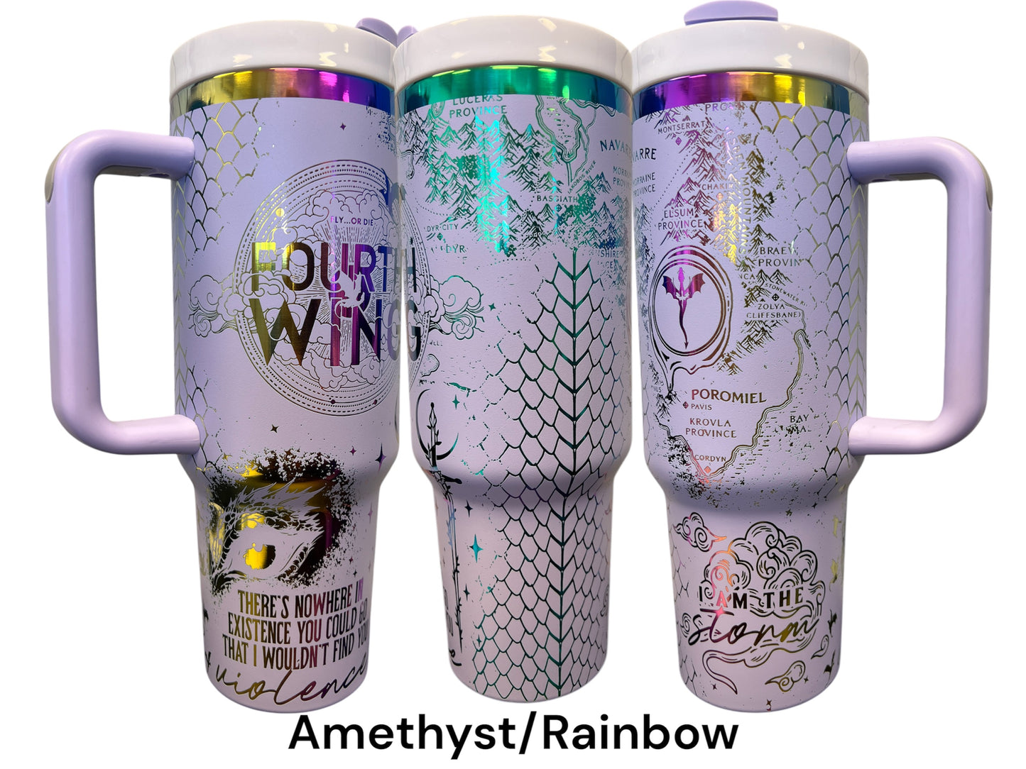 Fourth Wing Fantasy engraved rainbow 40oz tumbler Book reader