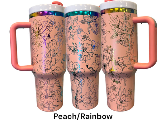40oz F.U. Floral Wrap Laser Engraved Tumbler