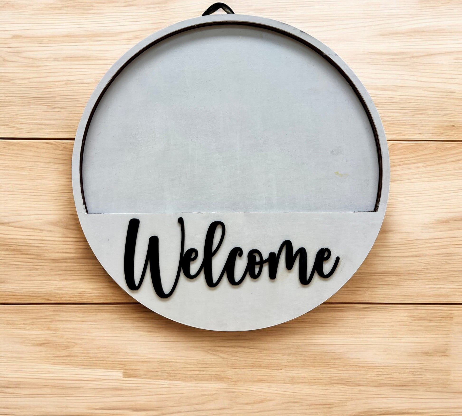 interchangeable baltic birch base for signs, all white with black Welcome
