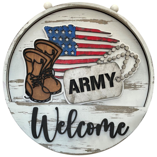 Military Branch inserts for round Interchangeable round or Crate - Ready to Paint