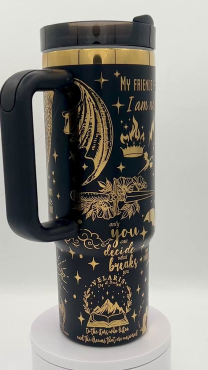 30oz With Handle MaasVerse SJMVerse TOG Acotar Crescent City Mashup laser engraved Tumbler - Bat boys - Alphahole - City of Starlight - Dragons