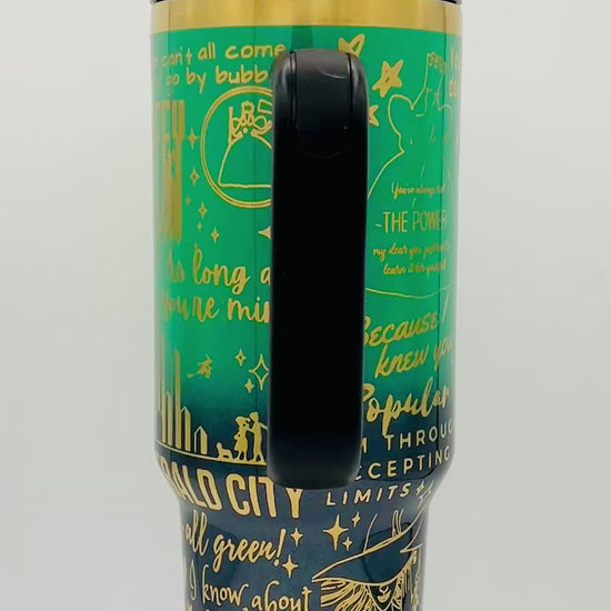 40oz Wicked Themed tumbler defy gravity Full wrap. Full Video.