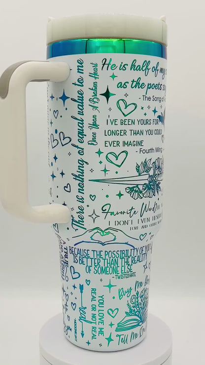 Literary Love Quotes Inspired Design 40oz tumbler handle Digital File