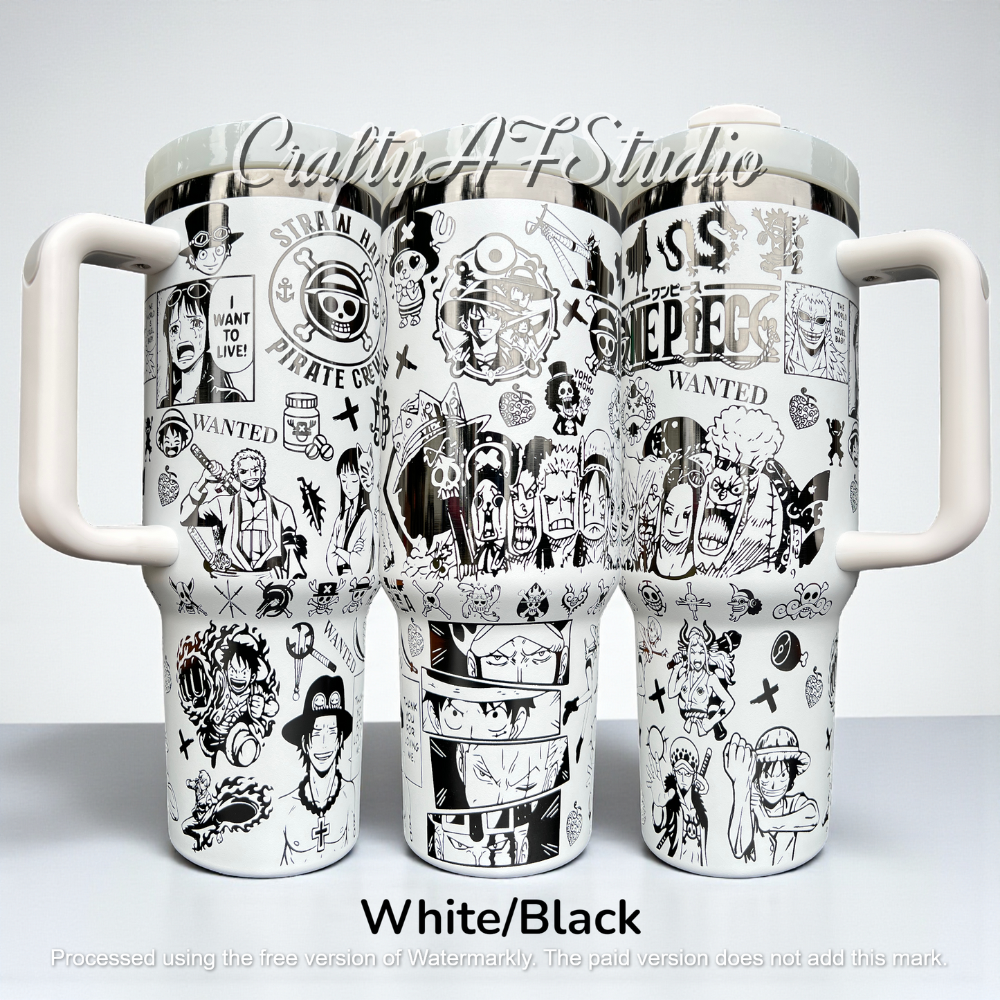 40oz One Piece Anime Series Laser Engraved Tumbler - Straw Hat Pirate Crew