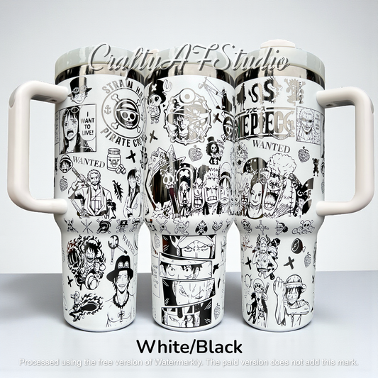 40oz One Piece Anime Series Laser Engraved Tumbler - Straw Hat Pirate Crew